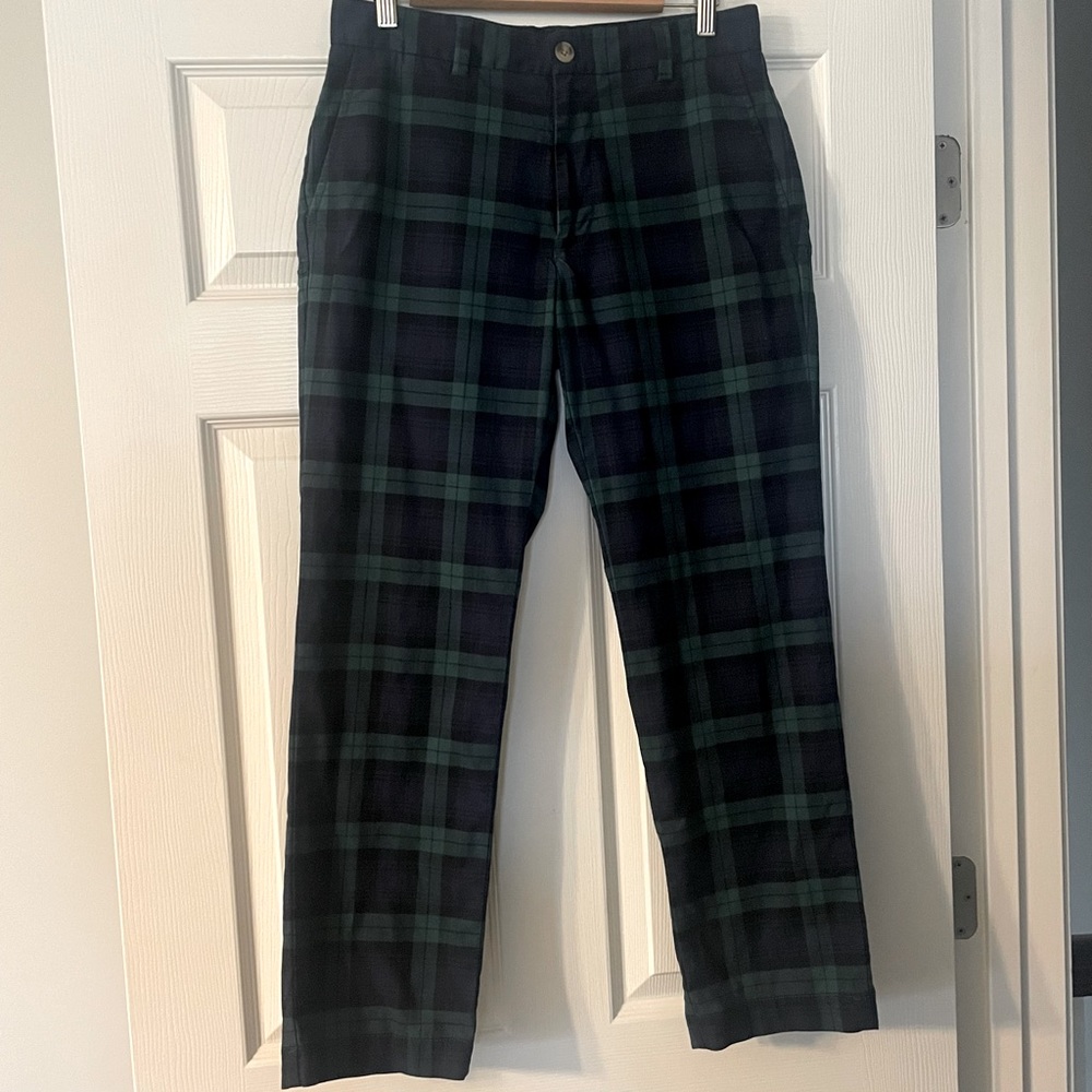 Vineyard Vines Navy and Green Plaid Pants